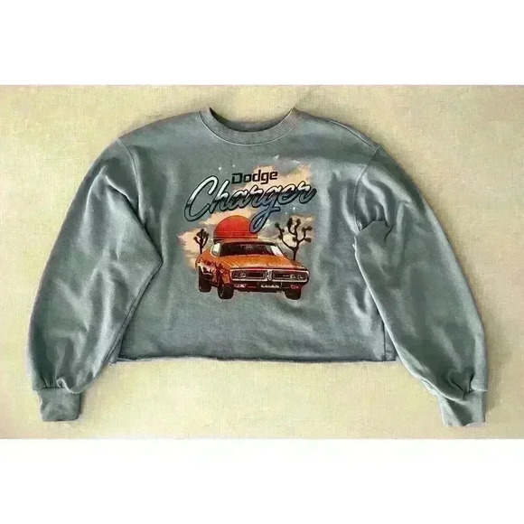 Dodge Wms M Charger Graphic Pullover Sweatshirt Blue Cropped Classic Car Muscle - Picture 5 of 15